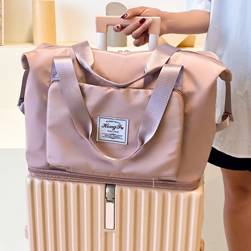 CXINLky Sac de Voyage Pliable en Cuir Synthétique - Grande Capacité, Étanche - Sac à Vêtements - Rose CXINLky Sac de Voyage Pliable en Cuir Synthétique - Grande Capacité, Étanche - Sac à Vêtements - Rose