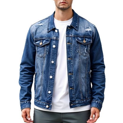 🧥 50% DE RÉDUCTION MAINTENANT ! 👖 Veste en jean délavé vintage pour homme décontractée – Design intemporel, tissu durable et poches fonctionnelles ✨