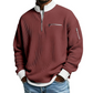 Sweatshirt décontracté pour homme en tissu nid d'abeille avec zip au quart